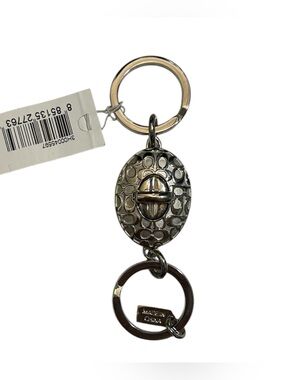 Vintage COACH NWT Y2K Silver-Tone Dual Fob Turn-lock Valet Keychain